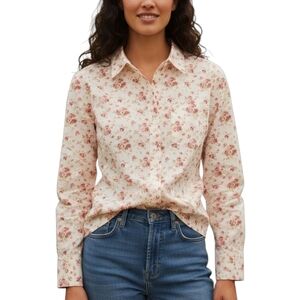 Vintage Eddie Bauer Cottagecore Floral Corduroy Button-Up Prairie Western Shirt